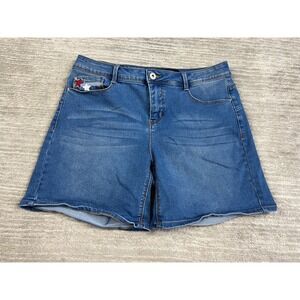 Thorn Denim Shorts Womens 14 Blue Curvy Fit Star Embroidery Medium Wash Stretch